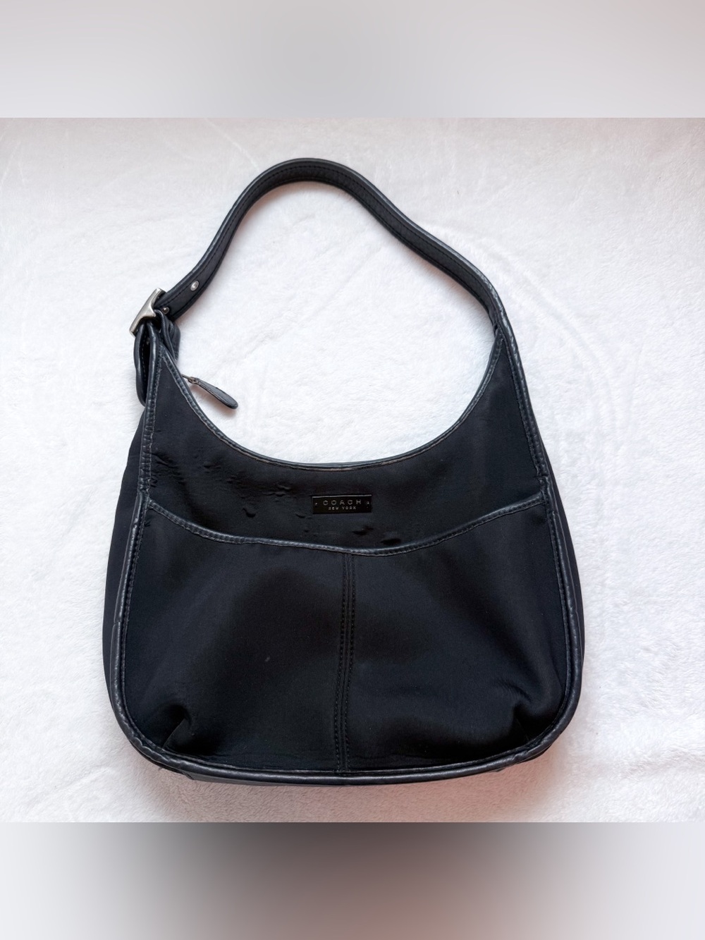 Vintage Coach 1998 Black Neoprene Ergo 6203 Leather Trim Shoulder Hobo Bag GUC